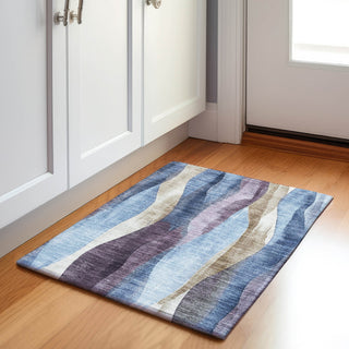 Piper Looms Chantille Waves ACN1989 Denim Machine Washable Area Rug Scatter Lifestyle Image Feature