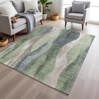 Piper Looms Chantille Waves ACN1989 Fern Machine Washable Area Rug Lifestyle Image Feature
