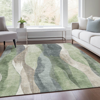 Piper Looms Chantille Waves ACN1989 Fern Machine Washable Area Rug Lifestyle Image Feature