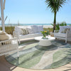 Piper Looms Chantille Waves ACN1989 Fern Machine Washable Area Rug Round Outdoor Lifestyle Image Feature