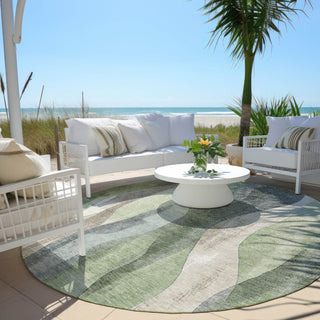 Piper Looms Chantille Waves ACN1989 Fern Machine Washable Area Rug Round Outdoor Lifestyle Image Feature