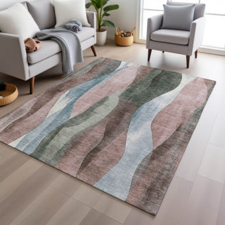 Piper Looms Chantille Waves ACN1989 Salmon Machine Washable Area Rug Lifestyle Image Feature
