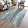 Piper Looms Chantille Waves ACN1989 Teal Machine Washable Area Rug Lifestyle Image Feature