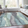 Piper Looms Chantille Waves ACN1989 Teal Machine Washable Area Rug Lifestyle Image Feature