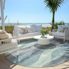 Piper Looms Chantille Waves ACN1989 Teal Machine Washable Area Rug Round Outdoor Lifestyle Image Feature