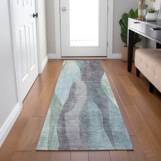 Piper Looms Chantille Waves ACN1989 Teal Machine Washable Area Rug Runner Lifestyle Image Feature