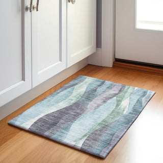 Piper Looms Chantille Waves ACN1989 Teal Machine Washable Area Rug Scatter Lifestyle Image Feature