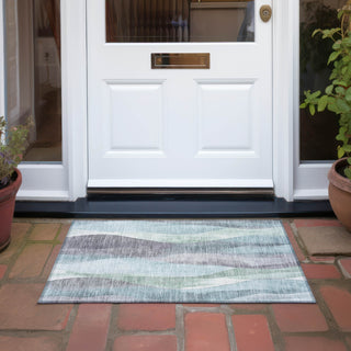 Piper Looms Chantille Waves ACN1989 Teal Machine Washable Area Rug Scatter Outdoor Lifestyle Image Feature