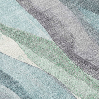 Piper Looms Chantille Waves ACN1989 Teal Machine Washable Area Rug Swatch Image