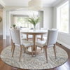 Piper Looms Chantille Panels ACN1990 Beige Machine Washable Area Rug Round Lifestyle Image Feature