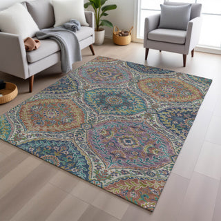 Piper Looms Chantille Panels ACN1990 Blue Machine Washable Area Rug Lifestyle Image Feature