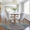 Piper Looms Chantille Panels ACN1990 Blue Machine Washable Area Rug Round Lifestyle Image Feature