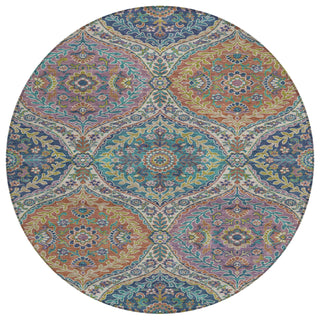 Piper Looms Chantille Panels ACN1990 Blue Machine Washable Area Rug Round Main Image