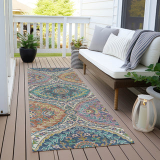 Piper Looms Chantille Panels ACN1990 Blue Machine Washable Area Rug Runner Outdoor Lifestyle Image Feature