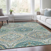 Piper Looms Chantille Panels ACN1990 Teal Machine Washable Area Rug Lifestyle Image Feature