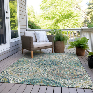 Piper Looms Chantille Panels ACN1990 Teal Machine Washable Area Rug Outdoor Lifestyle Image Feature