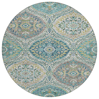 Piper Looms Chantille Panels ACN1990 Teal Machine Washable Area Rug Round Main Image
