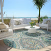 Piper Looms Chantille Panels ACN1990 Teal Machine Washable Area Rug Round Outdoor Lifestyle Image Feature