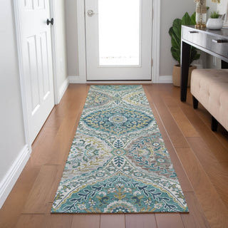 Piper Looms Chantille Panels ACN1990 Teal Machine Washable Area Rug Runner Lifestyle Image Feature