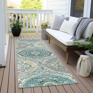 Piper Looms Chantille Panels ACN1990 Teal Machine Washable Area Rug Runner Outdoor Lifestyle Image Feature