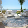 Piper Looms Chantille Abstract ACN1991 Denim Machine Washable Area Rug Round Outdoor Lifestyle Image Feature