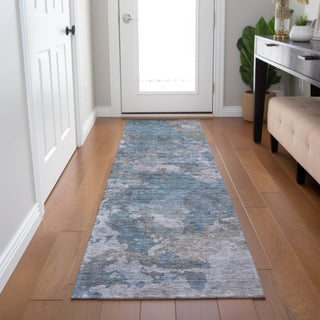 Piper Looms Chantille Abstract ACN1991 Denim Machine Washable Area Rug Runner Lifestyle Image Feature