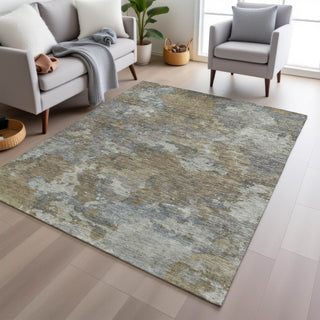 Piper Looms Chantille Abstract ACN1991 Gold Machine Washable Area Rug Lifestyle Image Feature