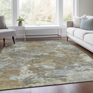 Piper Looms Chantille Abstract ACN1991 Gold Machine Washable Area Rug Lifestyle Image Feature