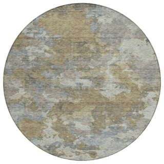 Piper Looms Chantille Abstract ACN1991 Gold Machine Washable Area Rug Round Main Image