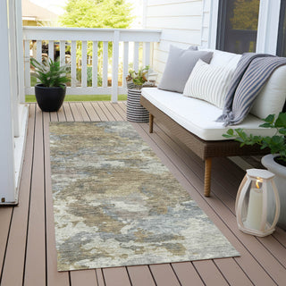 Piper Looms Chantille Abstract ACN1991 Gold Machine Washable Area Rug Runner Outdoor Lifestyle Image Feature