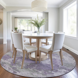 Piper Looms Chantille Abstract ACN1991 Purple Machine Washable Area Rug Round Lifestyle Image Feature