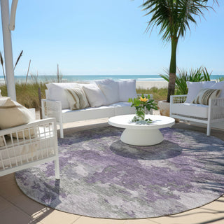 Piper Looms Chantille Abstract ACN1991 Purple Machine Washable Area Rug Round Outdoor Lifestyle Image Feature