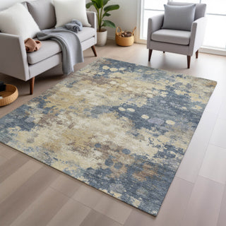 Piper Looms Chantille Abstract ACN1992 Gold Machine Washable Area Rug Lifestyle Image Feature