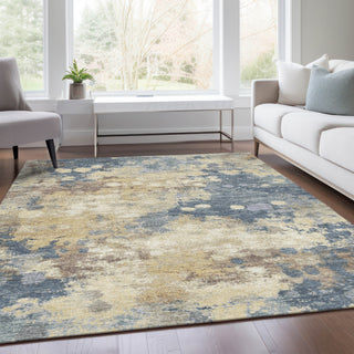 Piper Looms Chantille Abstract ACN1992 Gold Machine Washable Area Rug Lifestyle Image Feature
