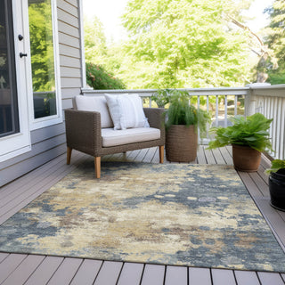 Piper Looms Chantille Abstract ACN1992 Gold Machine Washable Area Rug Outdoor Lifestyle Image Feature