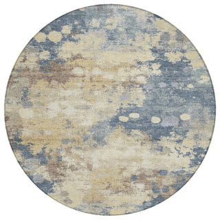 Piper Looms Chantille Abstract ACN1992 Gold Machine Washable Area Rug Round Main Image