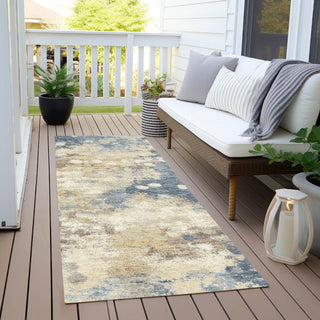 Piper Looms Chantille Abstract ACN1992 Gold Machine Washable Area Rug Runner Outdoor Lifestyle Image Feature