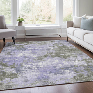 Piper Looms Chantille Abstract ACN1992 Lavender Machine Washable Area Rug Lifestyle Image Feature