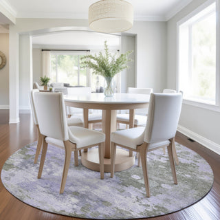 Piper Looms Chantille Abstract ACN1992 Lavender Machine Washable Area Rug Round Lifestyle Image Feature