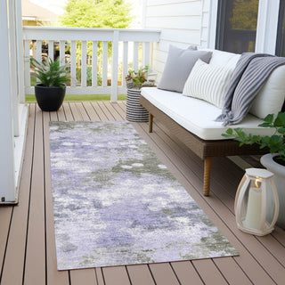 Piper Looms Chantille Abstract ACN1992 Lavender Machine Washable Area Rug Runner Outdoor Lifestyle Image Feature