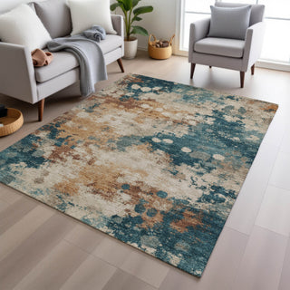 Piper Looms Chantille Abstract ACN1992 Putty Machine Washable Area Rug Lifestyle Image Feature