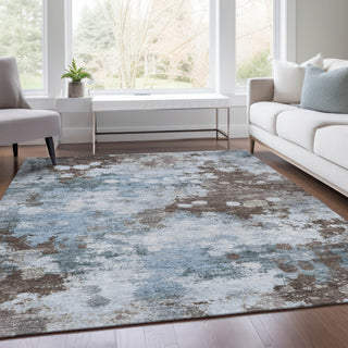 Piper Looms Chantille Abstract ACN1992 Sky Machine Washable Area Rug Lifestyle Image Feature