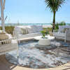 Piper Looms Chantille Abstract ACN1992 Sky Machine Washable Area Rug Round Outdoor Lifestyle Image Feature