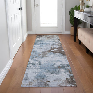Piper Looms Chantille Abstract ACN1992 Sky Machine Washable Area Rug Runner Lifestyle Image Feature