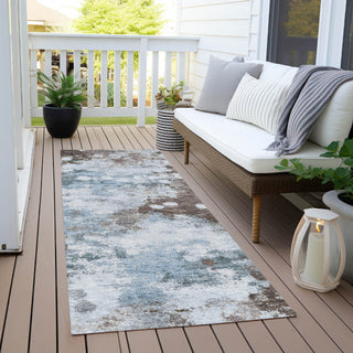 Piper Looms Chantille Abstract ACN1992 Sky Machine Washable Area Rug Runner Outdoor Lifestyle Image Feature