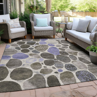 Piper Looms Chantille Geometric ACN1993 Chocolate Machine Washable Area Rug Outdoor Lifestyle Image Feature