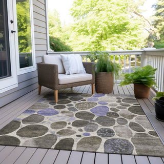Piper Looms Chantille Geometric ACN1993 Chocolate Machine Washable Area Rug Outdoor Lifestyle Image Feature
