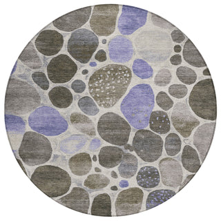 Piper Looms Chantille Geometric ACN1993 Chocolate Machine Washable Area Rug Round Main Image