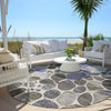 Piper Looms Chantille Geometric ACN1993 Chocolate Machine Washable Area Rug Round Outdoor Lifestyle Image Feature