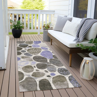 Piper Looms Chantille Geometric ACN1993 Chocolate Machine Washable Area Rug Runner Outdoor Lifestyle Image Feature